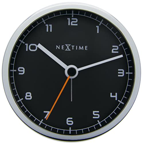 NeXtime Wecker "COMPANY ALARM", lautlos, schwarz/metallic, ø 9 cm von NeXtime