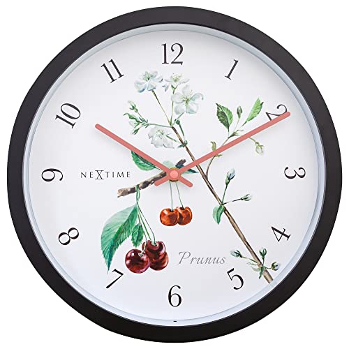 NeXtime wasserdichte Außenuhr 30,5 cm weiß Prunus, Schwarz, One Size von NeXtime