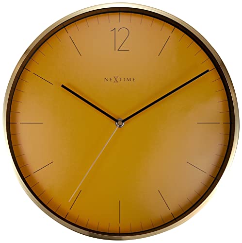 Nextime Wanduhr Essential Gold Dia. 34cm Aluminium Weiß von NeXtime