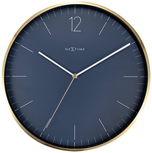 Nextime Wanduhr Ø 34 cm - Glass/Metal - Vintage Blauw - 'Essential Gold' Nextime Wanduhr Ø 34 cm - Glass/Metal - Vintage Blauw - 'Essential Gold' von NeXtime