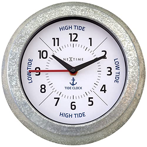 NeXtime Wall Clock 22 cm-Time/Tide-Galvanized Silver/White-Metal Tide von NeXtime