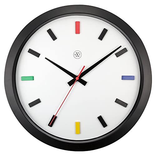 NeXtime Wall Clock 36cm-Silent-Black/Multicolor-Plastic-nXt Mix von NeXtime