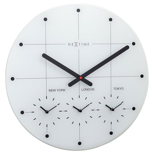 NeXtime Wanduhr, 43 cm, Silencieux-Blanc-Verre Big City von NeXtime