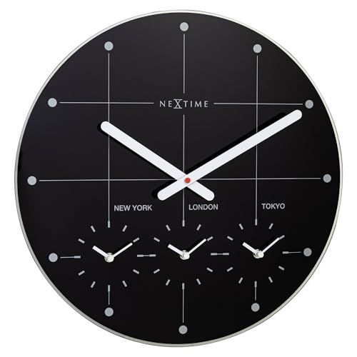 NeXtime Wanduhr, 43 cm, Silencieux-Schwarz-Verre Big City von NeXtime