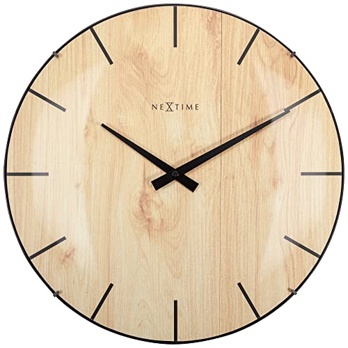 NeXtime hochwertige Wanduhre 3249 Edge Wood Dome, modern, geräuschlos, Glasabdeckung, 35 cm von NeXtime