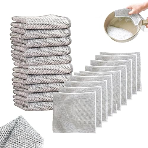 NeaFp Reinigungspads, Scheuertücher, Reinigungstuch, Mehrzweck-Drahtwunder-Reinigungstücher, Mehrzweck-Scheuerpads ohne Kratzer für nass und trocken (10pcs) von NeaFp