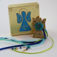 Edel Vergoldetes Glücksbringer Engelchen in Geschenkbox, Kleiner Engel Mit Glücks-Auge Für Wand Und Tür, Geschenk Einzug Neujahr von NeaLemuria