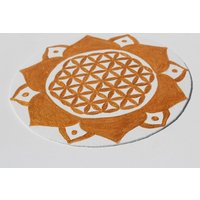 Mauspad Mit Blume Des Lebens in Weiß Gold, Schreibtisch Accessoire Und Computer Zubehör Lebensblume, Geschenk Für Büro Praxis von NeaLemuria