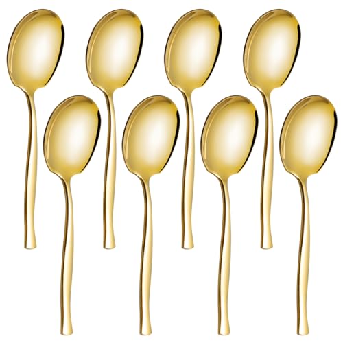 Neadas 8 Stück goldene Servierlöffel, Edelstahl, große Buffetlöffel von Neadas