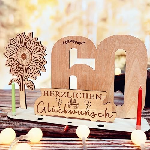 Neamon Einzigartig Sonnenblumen 60 Geburtstag Frauen & Männer Geschenk Geldgeschenke Geburtstag Holz-Schild Gästebuch 60 Geburtstag Mann Deko Personalisierbares Geschenk (60) von Neamon