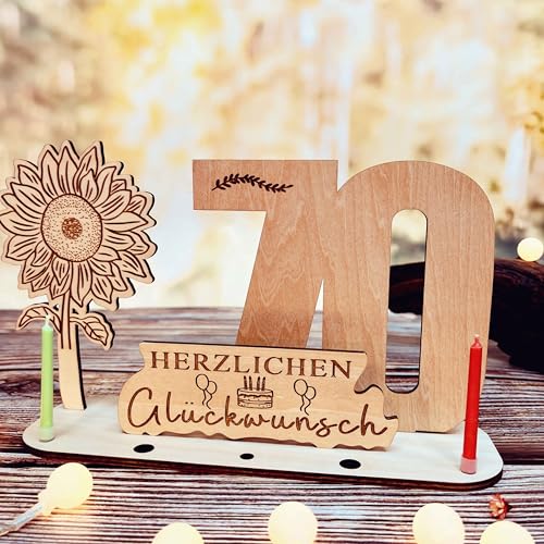 Neamon Einzigartig Sonnenblumen 70 Geburtstag Frauen & Männer Geschenk Geldgeschenke Geburtstag Holz-Schild Gästebuch 70 Geburtstag Mann Deko Personalisierbares Geschenk (70) von Neamon