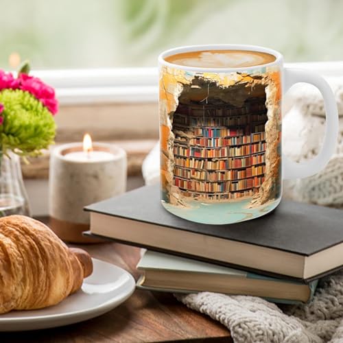 Bücherregale Kaffeetassen Buchliebhaber Geschenke, Bücherregal Buche 3d Keramik Tasse Groß, Generisch Bücher Regal Kaffeebecher, 3d Bücherregalbecher Teetasse, Buch Tassen Für Kaffee, Tee, ilch von Neamou