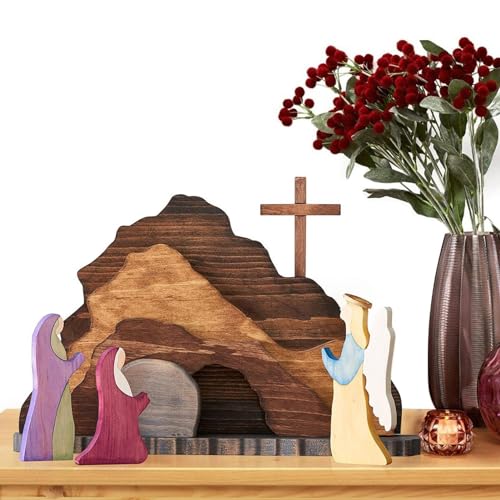 Neamou Auferstehungsdekorationen,Szene Holzdekoration - Handgefertigte Jesus-Grab-Szene aus, 7 Stück,Handbemalte religiöse -Tischdekoration für Zuhause und Schlafzimmer Neamou Auferstehungsdekorationen,Szene Holzdekoration - Handgefertigte Jesus-Grab-Szene aus, 7 Stück,Handbemalte religiöse -Tischdekoration für Zuhause und Schlafzimmer von Neamou