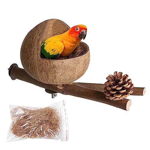 Neamou Vogel-Kokosnuss-Haus - Natürliches Vogelversteck für Sittiche | Papageien-Nistkasten mit Kokosraspeln für Finken, Wellensittiche, Nymphensittiche und Sittiche Neamou Vogel-Kokosnuss-Haus - Natürliches Vogelversteck für Sittiche | Papageien-Nistkasten mit Kokosraspeln für Finken, Wellensittiche, Nymphensittiche und Sittiche von Neamou