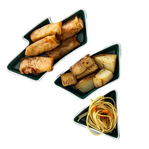 Neamou Weihnachtsgerichte | Snacktablett - Weihnachtsbaum-Teller, Chip- und Dip-Set, Weihnachts-Snack-Teller aus Keramik, 3 Stück, Abnehmbarer Porzellan-Baum, Vorspeise, Dessert, Obst, Salat von Neamou