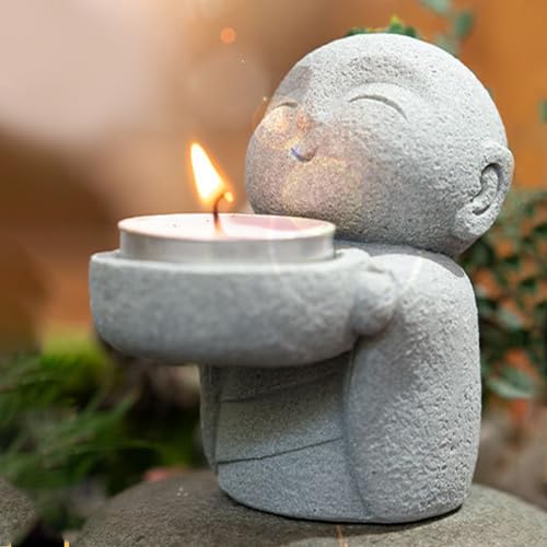 Neamou Teelicht Kerzenhalter, Kleine Buddha Statue Kerzenhalter, Kerzenhalter Dekorative Wohnaccessoires, Buddha Geschenke Teelicht Halter Chinesische Dekorationen von Neamou