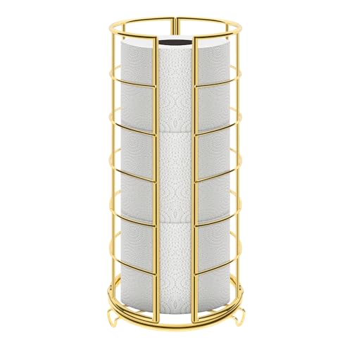 NearMoon Toilettenpapier-Organizer-Ständer, freistehend, 3 Rollen, Toilettenpapier-Aufbewahrung, Metall-Badezimmer-Zubehör, Arbeitsplatte im Innenschrank, Gold von NearMoon