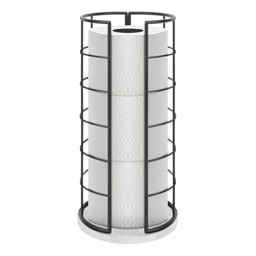 NearMoon Toilettenpapier-Organizer-Ständer, freistehend, 3 Rollen, Toilettenpapier-Aufbewahrung, Metall-Badezimmer-Zubehör, Schrankregal (Marmorbasis, mattschwarz) von NearMoon