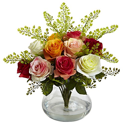 Nearly Natural 1366-AS Rosen- und Maiden-Haargesteck mit Vase, Sortiert, 27,5 x 45,7 x 27,5 cm von Nearly Natural