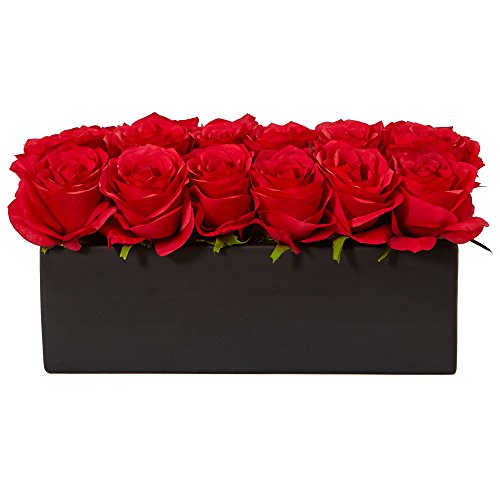 Nearly Natural Dozen Silk Roses In Rectangular Planter 1 Dutzend Seidenrosen in rechteckigem Pflanzgefäß, Seide, rot Nearly Natural Dozen Silk Roses In Rectangular Planter 1 Dutzend Seidenrosen in rechteckigem Pflanzgefäß, Seide, rot von Nearly Natural
