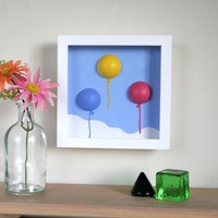 150x150 Acrylgemälde, 3 Heliumballons Im Blauen Himmel, Handgemaltes Geschenk, Geschenkbox von NearlyMissedARainbow