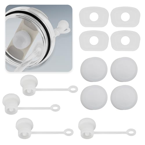 Nearockle 12 Stück Silikon Strohhalm Abdeckung Auslaufschutz, Kompatibel für Stanley Quencher H2.0 30oz|40oz Cup Tumbler FlowState Dichtung Verschluss Zubehör (Transparent) von Nearockle