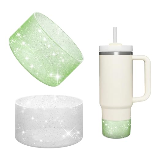 Nearockle 2 Stück Silikon Tumbler Bottom Protector，Kompatibel für Stanley | Simple Modern Becher | Hydro Flash Ein Thermobecher mit der gleichen Größe wie 7,5 cm (Sternenhimmel-Silber+Grün) von Nearockle