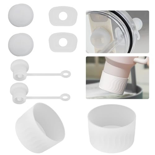 Nearockle 6 Stück Silikon Strohhalm Abdeckung Auslaufschut und 2 Stück Bodenschutz, Kompatibel für Stanley Quencher H2.0 30oz|40oz Cup Tumbler Dichtung Verschluss Zubehör （Transparent） von Nearockle