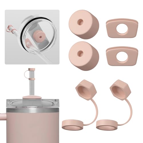 Nearockle 6 Stück Silikon Strohhalm Abdeckung Auslaufschutz, Kompatibel für Stanley Quencher Becher H2.0 850ml & 1.2L(30oz|40oz) Cup Tumbler FlowState Zubehör (Rosa) von Nearockle
