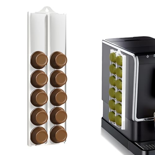 Nearockle Einstellbare Größe Wandmontage Kapselhalter Kompatible mit Nespresso Kapseln (37-58mm), Selbstklebend Kaffeepads Aufbewahrung Capsule Holder Kaffee Zubehör (Weiß, 1 Stück) von Nearockle