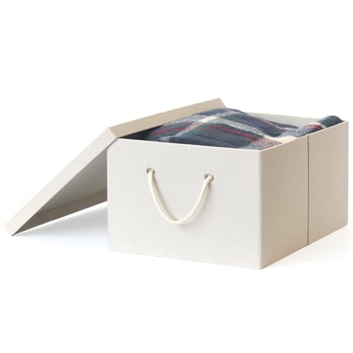 Neateam Aufbewahrungsbox mit Deckel, Faltbare Aufbewahrungskiste mit Griff Faltbox Kleideraufbewahrung für Schlafzimmer Wohnzimmer von Neateam