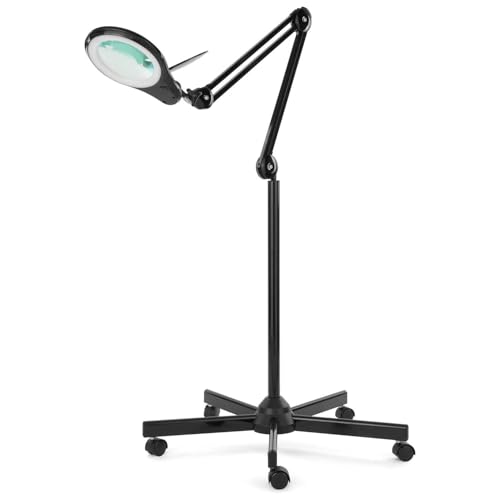 Neatfi Bifokal 1200 Lumen Super LED Lampe mit 5 Raddrehsockel, europäischem Stecker, 5 Dioptrien + 20 Dioptrien, dimmbar, 13 cm Objektiv, verstellbare Armlup (Schwarz) von Neatfi