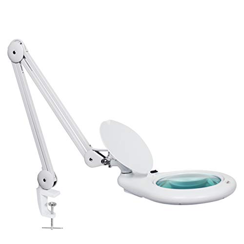 Neatfi Elite HD XL Super LED Lupenleuchte mit Klemme und verstellbarem Arm, 12W, 84 SMD, 5 Dioptrien, 6500K, augenfreundlich, platzsparend, blendfrei (18 CM, Weiß) von Neatfi