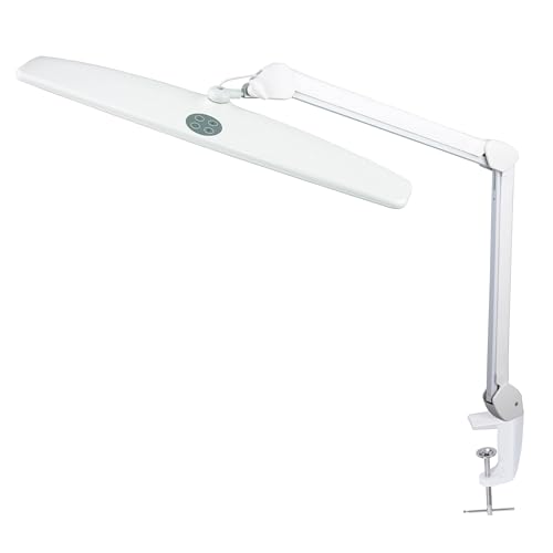 Neatfi Elite HD XL Schreibtischlampe, LED-Arbeitslampe, unpolare Dimmung, mehrere Helligkeitsstufen, ergonomisches Design, perfekte Bürolampe (CCT mit Klemme, Weiß, 58 CM) von Neatfi