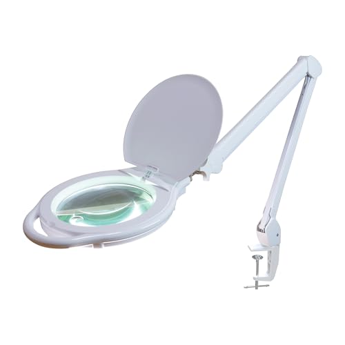 Neatfi Elite XL HD Super LED-Lupenleuchte, 3 Dioptrien mit 12 Dioptrien, dimmbar, 3 Lichtmodi (3000K/4000K/6500K), blendfrei, verstellbarer Arm (Weiß, 18 CM Glaslinse) von Neatfi