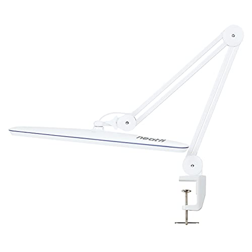 Neatfi XL 2200 Lumen LED-Arbeitsplatzleuchte mit Klemme, Europäischem Stecker, 24 W, 117 Stk. SMD-LED, 58 CM, ultrabreite Lampe, 4-stufige Helligkeit, dimmbar (Weiß) von Neatfi