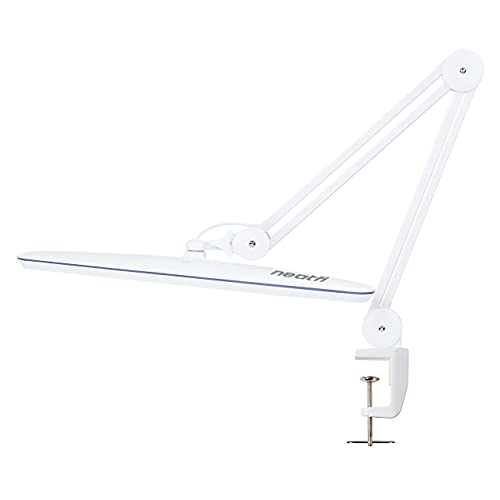 Neatfi XL 2,200 Lumen LED-Arbeitsplatzleuchte, Europäischem Stecker, 24 W, 117 Stk. SMD-LED, 58 CM, ultrabreite Lampe, dimmbar (Nicht-CCT mit Klemme, Weiß) von Neatfi