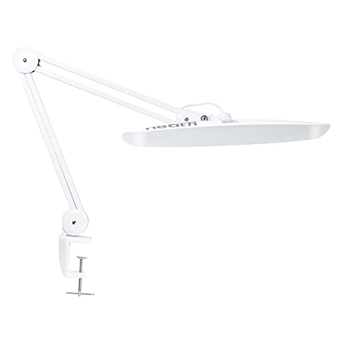 Neatfi XL 2.200 Lumen LED-Schreibtischlampe, 4 Helligkeitsstufen, 6500K Farbtemperatur, 24W, 117 SMD-LEDs, dimmbar, professionelle Arbeitsleuchte für Zuhause, Werkbank (Nicht-CCT mit Klemme, Weiß) von Neatfi