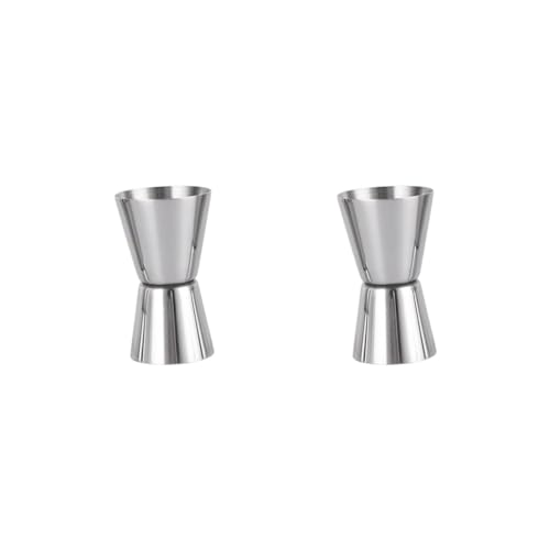 2er-Set Edelstahl-Messbecher mit Doppelkopf für Hotel, Haushalt, Camping, 20 ml oder 40 ml, Silber, 20/40 ml von NeaxgeandX