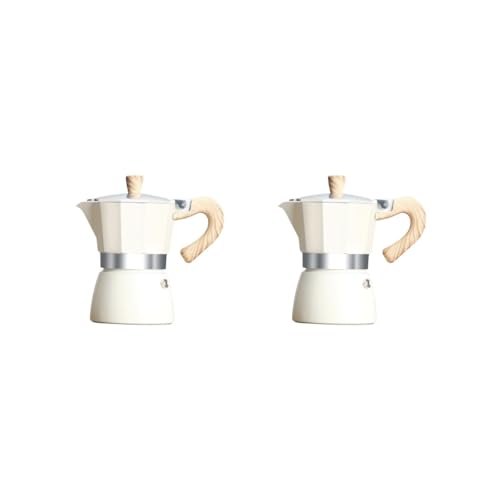 NeaxgeandX 2 Set Kaffeebereiter Topf Auslaufsicher Kaffeebereiter Brauer für Restaurant Küche 3 Tassen, Beige Weiß von NeaxgeandX