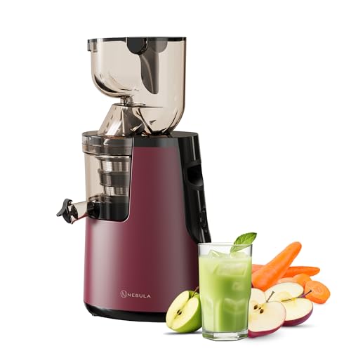 Nebula Grande 45RPM Cold Press Slow Juicer - Ganzes Obst und Gemüse, frischer, gesunder Saft, Sorbet, Eiscreme, Weithals-Einfüllschacht, BPA-frei, handelsüblicher Motor, Kaltpresse (Tiefrot) von Nebula