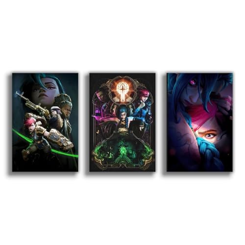 NebulaNova Anime Arcane Leinwand Poster (Set of 3) Schlafzimmer Dekoration Jinx Wandkunstdruck Büro Raumdekoration Geschenk Unframe-style 16x24inch(40x60cm) von NebulaNova