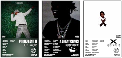 NebulaNova Ken Carson Poster Rapper, (3er-Set)-Ablum Wandkunst, Leinwandposter, Raumdekoration, Geschenk, ungerahmt, 20 x 30 cm von NebulaNova