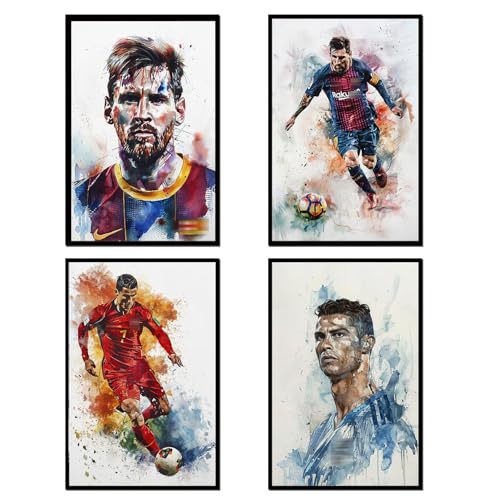 NebulaNova Ronaldo Poster, Football Superstar Messi, Neymar and M bape Poster Set of 4 Set Messi Poster Kunstdruck-Poster, Sport-Promi-Poster, Für Wohnzimmer, Raumdekoration Unframe12x18inch(30x45cm) von NebulaNova