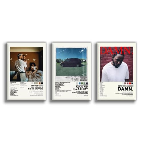 NebulaNova Set of 3 Canvas Album Kendrick Poster Lamar Leinwand Poster Wandkunst Dekordruck Bild Gemälde Für Wohnzimmer Schlafzimmer Dekoration Unframe16x24inch(40x60cm) von NebulaNova