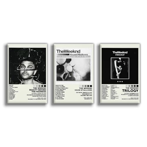 NebulaNova Set of 3 Canvas Album The Weeknd Leinwand Poster Schlafzimmer Dekoration Landschaft Büro Raumdekoration Geschenk Unframe-style 16x24inch(40x60cm) von NebulaNova