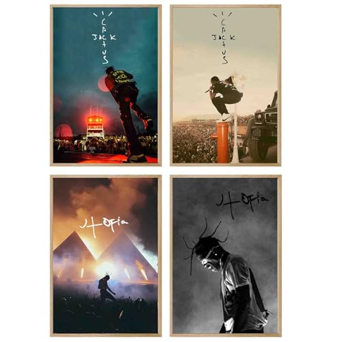 NebulaNova Travis Poster Scott (4er-Set)-Ablum Wandkunst, Leinwandposter, Raumdekoration, Geschenk, ungerahmt, 30 x 45 cm von NebulaNova