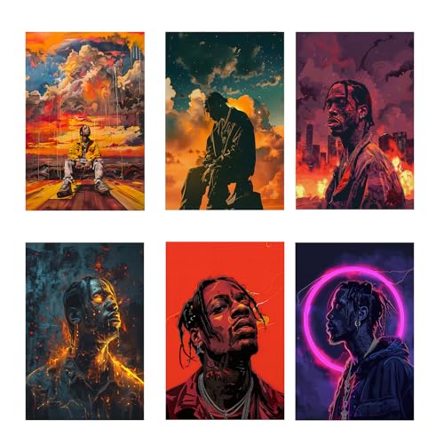 NebulaNova Travis Scott Album poster 6PC Leinwand Poster Schlafzimmer Dekoration Landschaft Büro Raumdekoration Geschenk Unframe-style 08x12inch(20x30cm) von NebulaNova