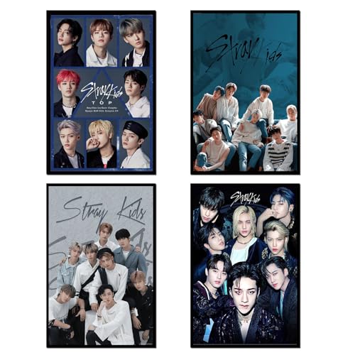 Set of 4 Canvas Kpop Stray Kids Poster Leinwand Poster Wandkunst Dekordruck Bild Gemälde Für Wohnzimmer Schlafzimmer Dekoration Unframe08x12inch(20x30cm) von NebulaNova