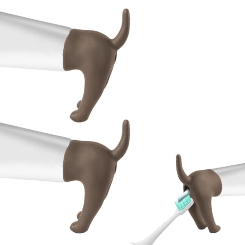 2 Stück Pooping Dog Butt Zahnpasta Topper, Deckel für Zahnpasta für kackende Hunde, Lustiger Zahnpastakappen, Zahnpasta-Spender Geschenkidee für Freunde(Braun) von Necdeol